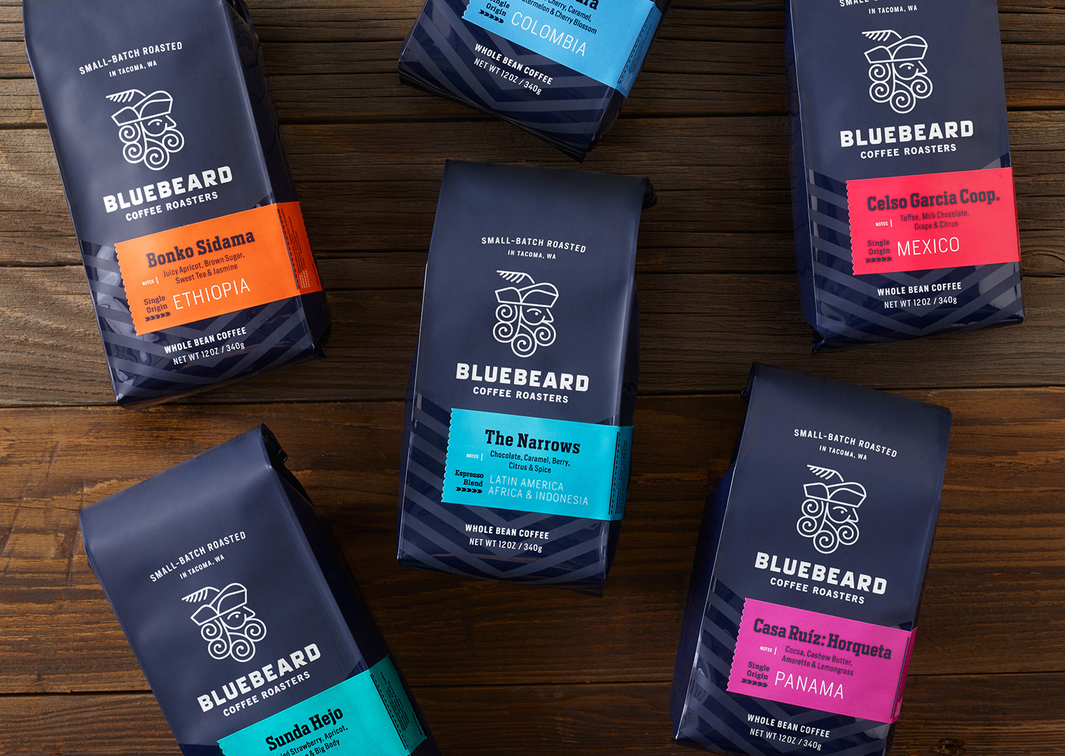 Bluebeard Coffee Roasters retail bags