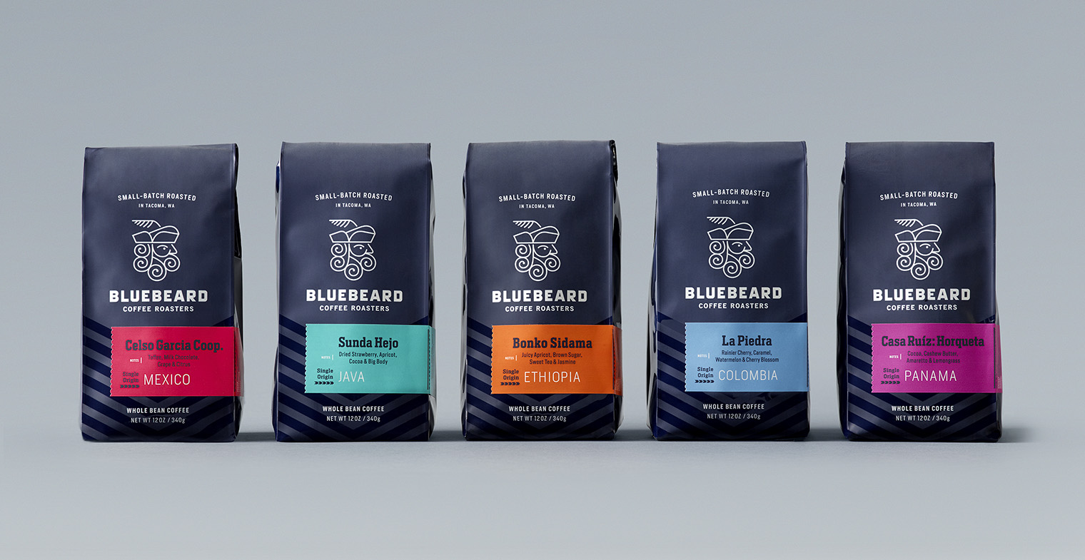 Bluebeard Coffee Roasters retail bag lineup