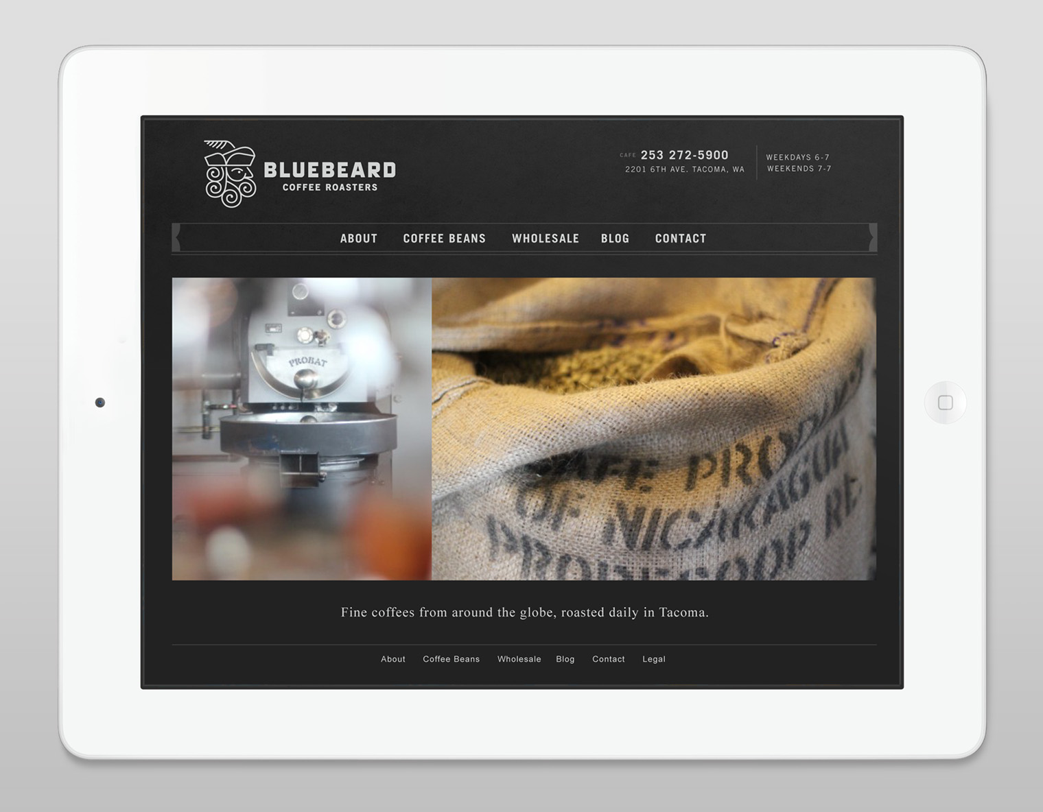 Bluebeard Coffee Roasters website