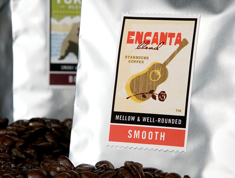 Starbucks packaging Encanta stamp design