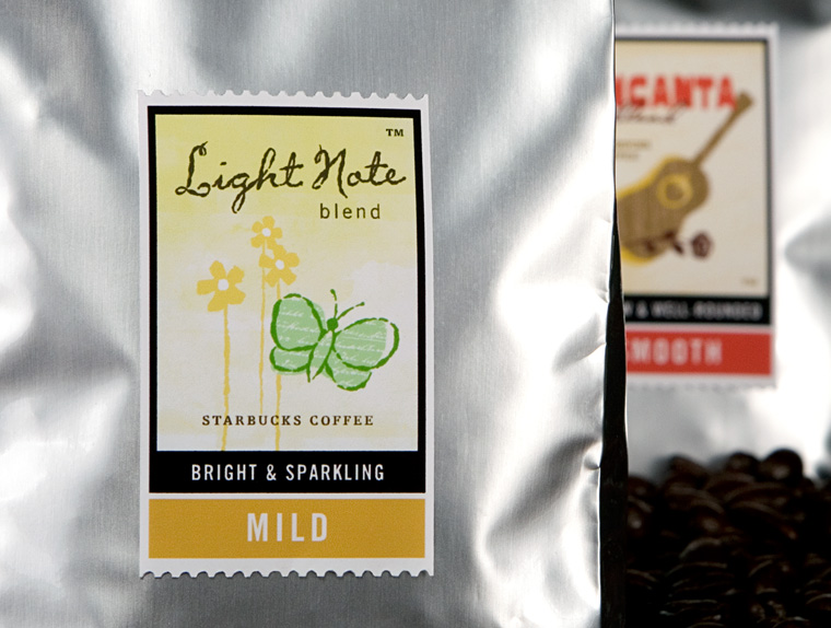 Starbucks packaging Lite Note stamp design
